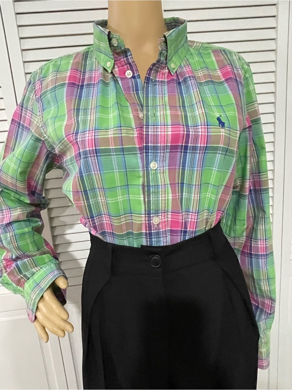Polo by Ralph Lauren Green and Pink Plaid Button-Down Shirt - Picture 2 of 8